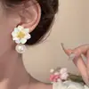 Pendientes de Flor de Perla de Dos Usos, Nuevo Diseño de Nicho, Pendientes de Gama Alta, Pendientes Únicos y Dulces para Mujer