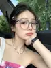 Armazón de Gafas para Mujer con Lente Anti-Luz Azul Tr90, Armazón Cuadrado Retro Personalizado, Espejo Liso, Patas con Textura de Madera Estilo Coreano, Armazón para Gafas de Miopía