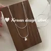 Joia com design minimalista no mesmo estilo de blogueira coreana, colar S925 de prata esterlina, camada dupla, diamante único, lágrima de sereia, cool e versátil