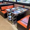 Mesa para fondue com placa de rocha, mesa para churrasco e fogão de indução tudo em um, sem fumaça e purificada, para uso comercial em restaurantes, incluindo mesas e cadeiras