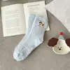 26 Meias de Dormir Cartoon Tridimensional em Fleece Coral Outono e Inverno Meias Quentes para Casa Meias Fofas KT de Cano Médio Meia Fleece