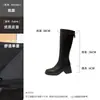 Botas hasta la rodilla de punta cuadrada y tacón grueso para mujer, nueva colección otoño/invierno 2026, modernas y versátiles, efecto adelgazante, botas de montar, botas de moda