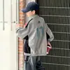 Chaqueta de otoño para niño 2026 nuevo estilo coreano chaqueta de motociclista de otoño para niños mayores, top elegante con cuello alto, marca de moda