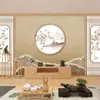Papel de parede clássico para sala de chá, estilo chinês novo, decoração de parede de fundo de TV para sala de estar, sala de jantar, quarto, papel de parede zen para restaurante
