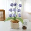 Producto Terminado Venta Caliente Transfronteriza Tejido a Mano de Ganchillo 9 Cabezas Muguete Lana Planta Grande en Maceta Decoración Creativa Flor Inmortal Bonsái