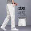 Calça casual branca de marca de luxo para homens, novo modelo outono 2026, calça masculina reta solta, nova calça masculina
