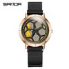 SANDA SANDA 1022 Reloj de Cuarzo para Hombre con Esfera Hueca Correa de Acero Resistente al Agua para la Vida Reloj de Hombre