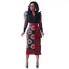 S10925 Saia de Cintura Alta Estampada com Elasticidade nos Quadris, Modelagem Slim-Fit, Fenda Traseira nos Quadris