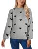Otoño e Invierno Europeo y Americano Día de San Valentín Suéteres Nuevos para Mujer Transfronterizo Amazon Moda Jacquard de Corazón Cuello Redondo Jersey