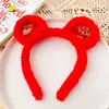 Diadema para el cabello para niños Popular en Internet 2025 Nueva Diadema roja linda de orejas de gato antideslizante para niñas de Año Nuevo