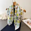 Bufanda de Seda Estampada de Alta Gama para Vacaciones de Primavera y Verano, Pañuelo Cuadrado de Seda Artificial, Bufanda Versátil para el Cuello, Pañuelo Cuadrado Pequeño, Pañuelo para la Cabeza, Bufanda para Mujer