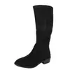 Botas de montar de tubo alto rectas, color negro mate, para otoño e invierno, transfronterizas, para mujer, punta cuadrada, tacón bajo grueso, versátiles, sencillas, debajo de la rodilla, adelgazantes
