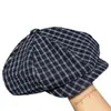Gorra Octagonal a Cuadros Estilo Japonés y Coreano para Mujer, Boina Versátil de Moda Retro Casual, Gorra de Pescador para Primavera, Otoño y Verano, Gorra Artística de Pintor