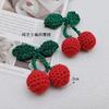 2 cm sem flores cereja verde escuro folhas bola vermelha mão crochet acessórios de vestuário brincos brincos material