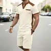 Comercio Exterior Transfronterizo Tk Sitio Independiente para Hombre Bloques de Color Cuadros Grandes Conjunto Casual de Playa de Manga Corta y Shorts Estilo Casual