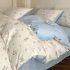 Conjunto de Roupa de Cama Jacquard 100% Algodão Wind 60s Quatro Peças Capa de Edredom Listrada de Algodão Puro Lençol de Elástico Roupa de Cama Estilo Conjunto de Três Peças