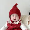 Gorro de Invierno para Bebé Lindo Estilo Chino Festivo Rojo de Felpa para Bebé de Pocos Meses Sombrero Cálido de Año Nuevo con Protección para los Oídos