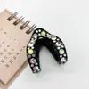 Nueva Herramienta para Fijar Cola de Caballo, Pasador para la Parte Posterior de la Cabeza, Pasador para Media Cola, Accesorio para el Cabello, Pinza de Garra en Forma de V Tiburón con Pedrería de Alta Calidad