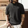 Nueva camiseta de punto para hombre con tacto fresco, al estilo de los nuevos ricos y el dinero antiguo, marca de moda de verano, diseño de canalé simple, adecuada para ir al trabajo, ropa de hombre