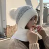 Gorro de Lana Tejido Cálido para Otoño e Invierno para Mujer, Gorro con Protección para los Oídos para Mamá Ciclista, Gorro Integrado con Bufanda, A Prueba de Frío