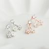 Pendientes de plata s925 con diseño de elfo y flor, con incrustaciones de diamantes, estilo artístico de dos piezas, concha y flor, E6835