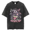 Tamanho Europeu Transfronteiriço Streetwear Hip Hop Masculino Camiseta Lavada Unissex Preta