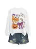 Sudadera linda y divertida de Halloween para mujer con diseño de fantasma, moño, flor, calabaza, murciélago para Amazon, Wish y tiendas independientes