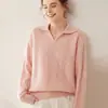 Nuevo Suéter de Cachemira para Mujer Otoño e Invierno con Cuello en V Jacquard de Tres Hilos Grueso Engrosado Suéter Base de Punto de Cachemira para Mujer