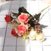 7 Ramas, 21 Cabezas, 6 Colores, Ramo Pequeño de Rosas de Diamante, Decoración para Sala de Estar del Hogar, Arreglo en Jarrón, Flores Artificiales, Plantas Verdes, Flores Falsas