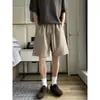 Shorts de verano para hombre estilo retro americano old money, pantalones finos y transpirables de espiga, shorts holgados casuales hasta la rodilla