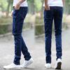 Primavera e Outono Stretch Jeans Masculino Slim-fit Perna Pequena Casual Calças Retas Coreano Moda Preto Sujo Resistente Calças de Trabalho