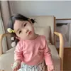 Nueva camiseta de bebé de manga larga a rayas para niñas, estilo otoño e invierno 2025, top de dibujos animados elegante para bebés