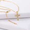 Colar Cruz Atacado Spice Girl Moda Europeia e Americana Personalidade Galvanizado Ouro 18K Zircônia Asas de Anjo Formato de Coração Colar