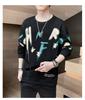 Camiseta de manga comprida masculina primavera e outono suéter de alfabeto da moda camisa de base de gola redonda solta masculina camiseta de estudante roupas de outono