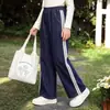 Calça jeans larga e solta para meninas, calça infantil para primavera e outono, calça casual para afinar e alongar a silhueta para crianças mais velhas