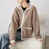 Suéter Jacket de Punto Cardigan con Cremallera y Solapa, Color Contrastante, Imitación Piel de Visón, Transfronterizo Europeo y Americano para Mujer, Nuevo, Holgado, Otoño e Invierno