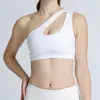 Top Regata de Nylon Vazado Ombro Único Feminino para Yoga Fitness Yoga Costas Nuas Sutiã de Corrida Roupa Íntima Esportiva Roupa de Yoga