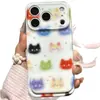 Funda de teléfono de gato con gradiente de colores única, adecuada para Apple 17ProMax16, con soporte de película, compatible con Xiaomi, Huawei y Vivo
