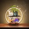 Aquário Criativo de Vidro para Peixe Dourado Decoração Circulante de Água para Mesa de Sala de Estar Pequeno Aquário Doméstico da Sorte Mini Vasilha para Peixe