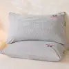 Fundas de Almohada Bordadas de Algodón Lavado Calidad Clase A, un Par, 48X74, Funda Sencilla de Algodón Puro para Relleno de Almohada de Adulto