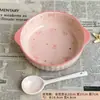 Lindo Set de Plato y Tazón Estilo Ins de Dibujos Animados para Uso en Casa, Incluyendo Tazón para Fideos, Tazón para Yogur, Platos de Cena y Vajilla de Cerámica