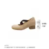 Zapatos Mary Jane poco profundos de estilo ballet para mujer, nuevo modelo otoño 2026, puntera redonda deslumbrante, tacón grueso, con tira cruzada, zapatos de noche
