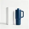 Taza de coche con asa de 30 oz transfronteriza, taza aislada de acero inoxidable de doble capa 304, taza de hielo portátil para coche color macarrón