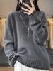 Otoño e Invierno 100% Lana Pura Talla Grande Holgado Estilo Perezoso Cuello Alto Grueso Tejido de Punto Jersey de Lana para Mujer