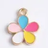Aa-9 Pingente Flor Colorida 9 Cores Artesanal DIY Liga Esmalte Pulseira Colar Charme Joia Chaveiro Brincos