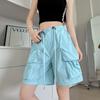 Shorts Cargo de Bolsillo Grande Estilo Americano para Mujer, Nuevos de Verano 2026 de Cintura Alta, Holgados de Pierna Ancha, Adelgazantes, de Secado Rápido, de Cinco Puntos