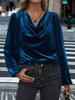 2025 Nuevo Otoño e Invierno Ropa de Mujer Transfronteriza Amazon Wish Europeo y Americano Terciopelo Coreano Cuello de Pelo Tops de Manga Larga para Mujer