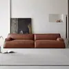 Sofá Damascus Baxter, Piel Genuina, Piel de Vaca de Flor Entera, Piel Semi-Anilina y Full-Anilina, Sofá de Fila Recta para Sala de Estar, Adecuado para Espacios Grandes y Pequeños