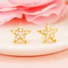 Pendientes de Imitación de Oro 18K de Lujo Ligero para Mujer, Incrustados con Circonita de Cristal, Estilo Coreano, Versátiles, Populares en Redes Sociales, Pendientes Chapados en Oro de Vendedor Ambulante