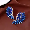 Pendientes de Plata Europeos y Americanos de Alta Resistencia con Alas Incrustadas de Diamantes, Pendientes Vintage de Alta Gama, Exquisitos Accesorios de Oreja Versátiles con un Diseño Único